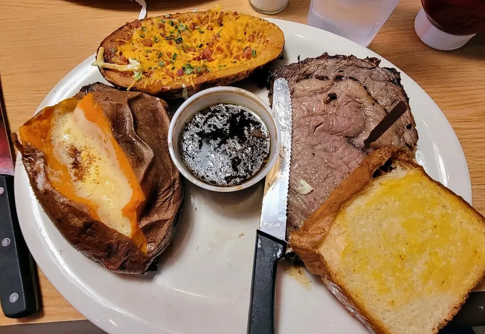Prime Rib Medium Well Sweet Potato Twice Baked Potato & Texas Toast